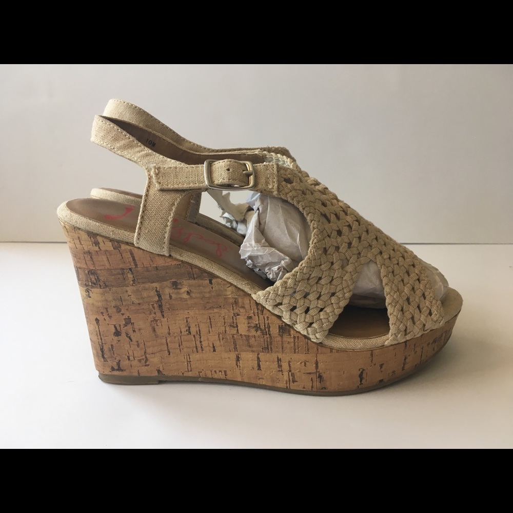 Jellypop Misty Cork Wedge Platform Sandals 10